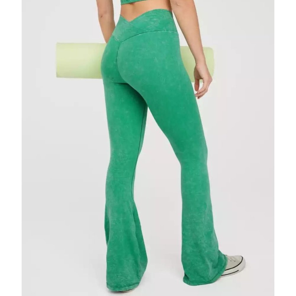 Aerie Green Flare Leggings